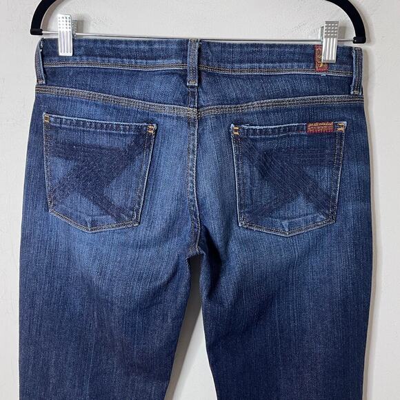 7 for All Mankind Womens Flynt Jeans 29 Bootcut Low Rise Dark Wash Stretch Denim - Picture 4 of 7